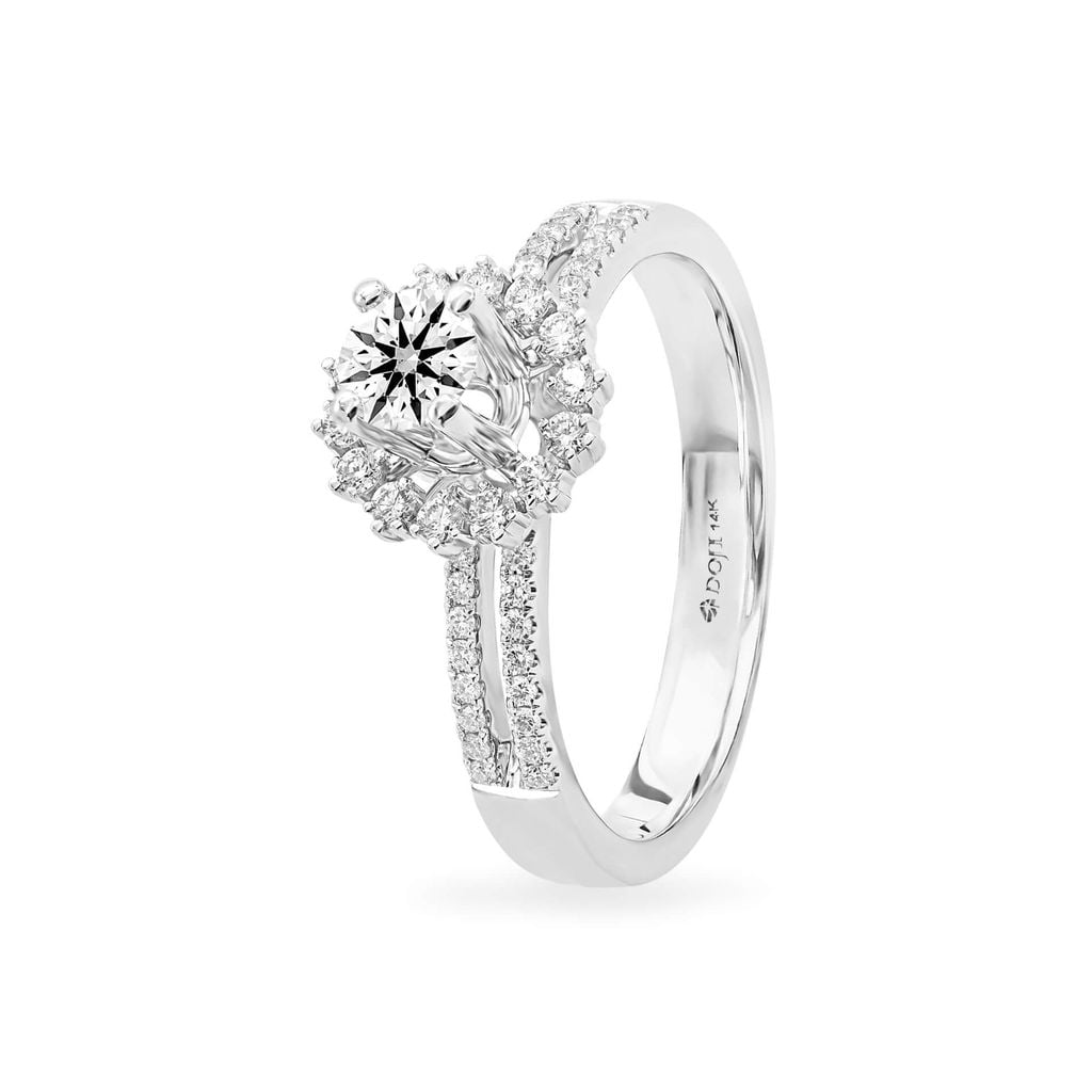 Nhẫn vàng trắng 14K gắn kim cương DOJI AFRB200005F2HA1 