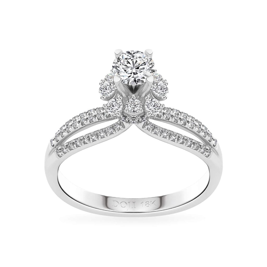 Nhẫn vàng trắng 14K gắn kim cương DOJI AFRB200012F2HA1 