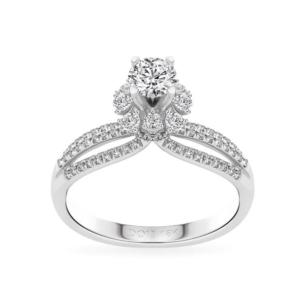 Nhẫn vàng trắng 14K gắn kim cương DOJI AFRB200012F2HA1