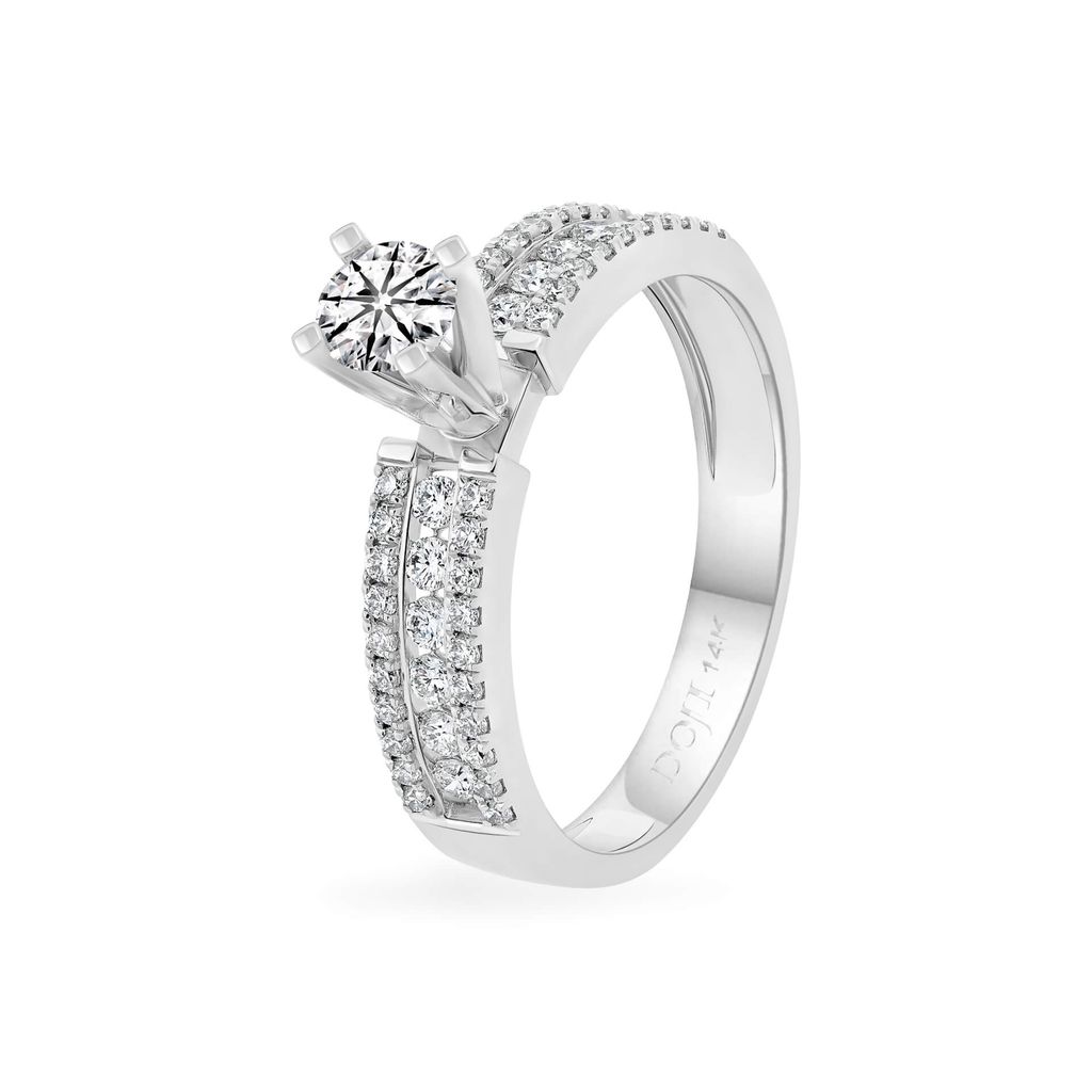 Nhẫn vàng trắng 14K gắn kim cương DOJI AFRB200068F2DA1 
