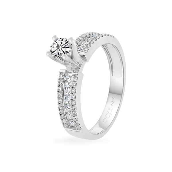 Nhẫn vàng trắng 14K gắn kim cương DOJI AFRB200068F2DA1