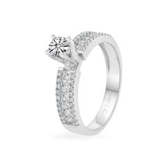 Nhẫn vàng trắng 14K gắn kim cương DOJI AFRB200068F2DA1