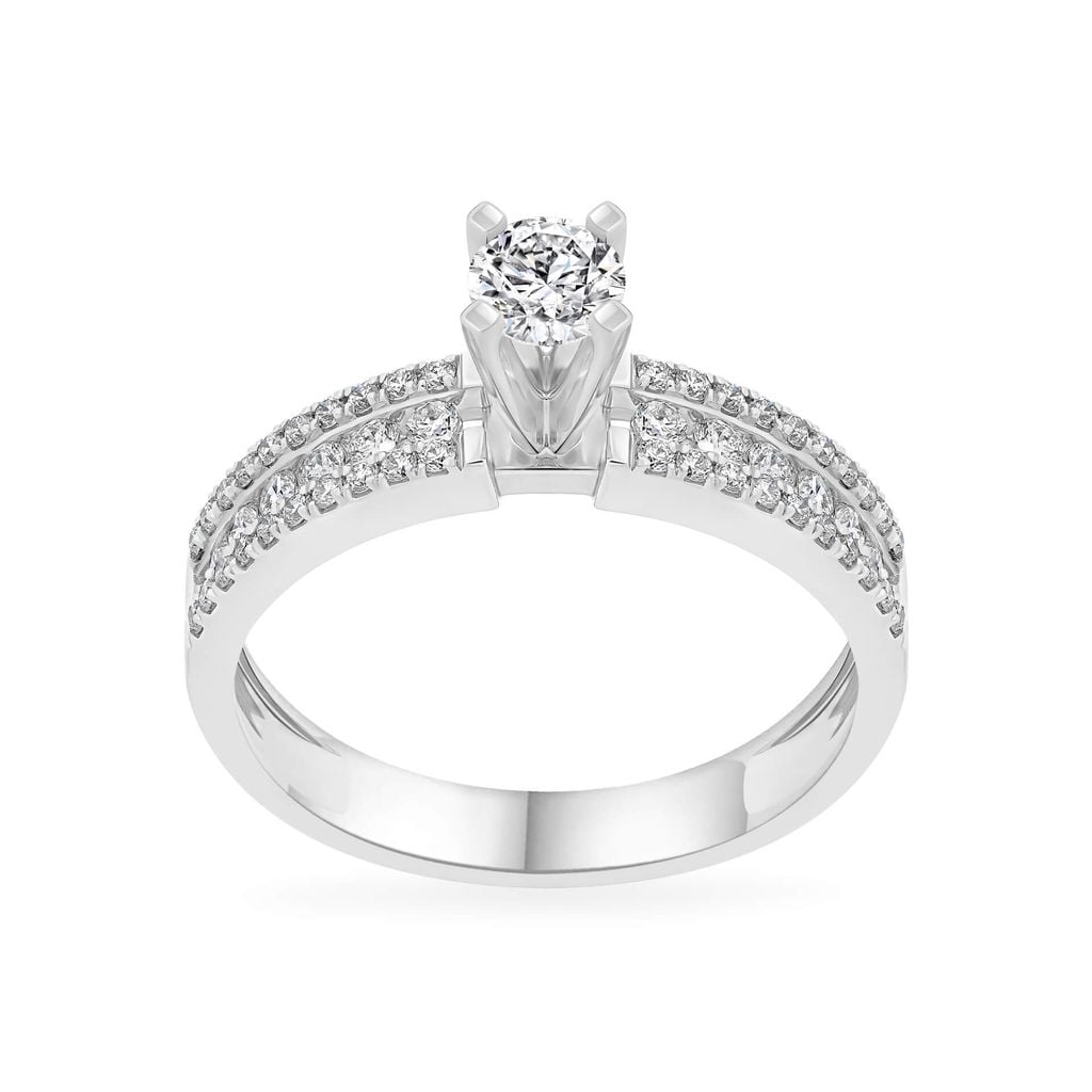 Nhẫn vàng trắng 14K gắn kim cương DOJI AFRB200068F2DA1 