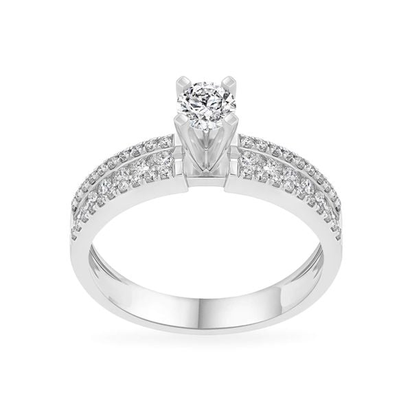 Nhẫn vàng trắng 14K gắn kim cương DOJI AFRB200068F2DA1