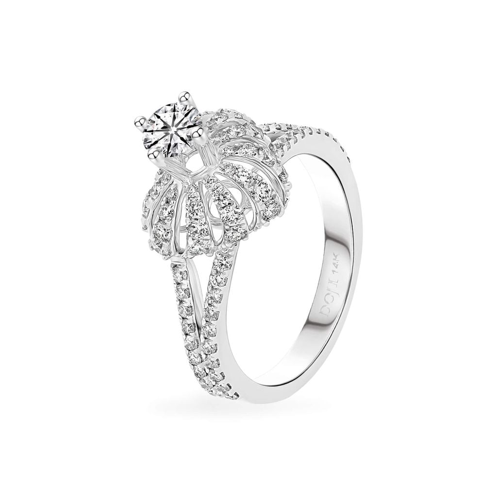 Nhẫn vàng trắng 14K gắn kim cương DOJI AFRB200075F2HA1 