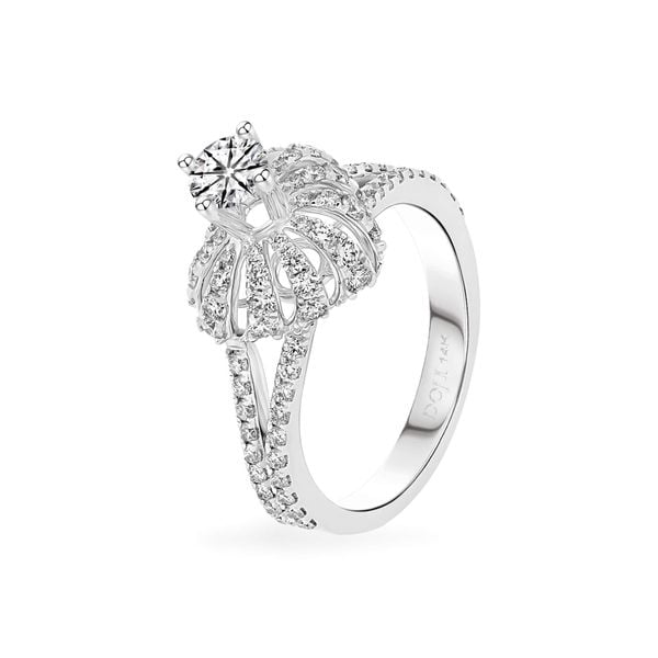 Nhẫn vàng trắng 14K gắn kim cương DOJI AFRB200075F2HA1
