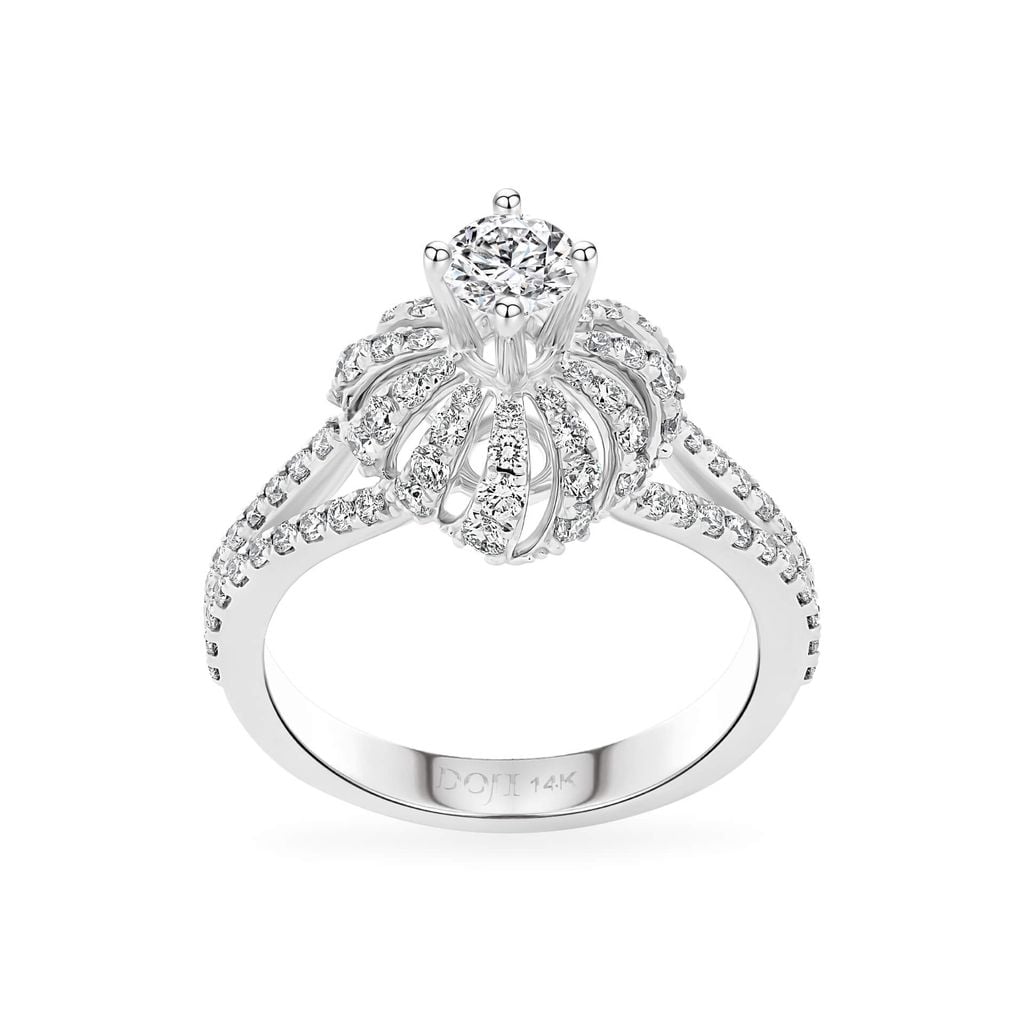 Nhẫn vàng trắng 14K gắn kim cương DOJI AFRB200075F2HA1 