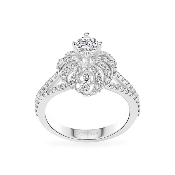 Nhẫn vàng trắng 14K gắn kim cương DOJI AFRB200075F2HA1
