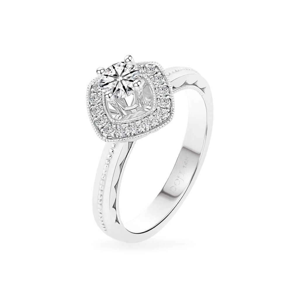 Nhẫn vàng trắng 14K gắn kim cương DOJI AFRB200077F2HA1 
