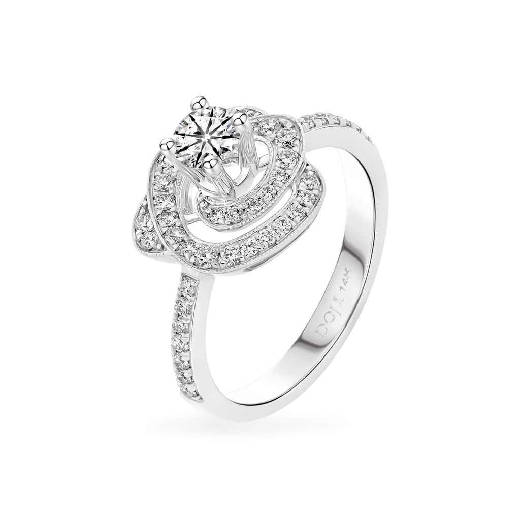Nhẫn vàng trắng 14K gắn kim cương DOJI AFRB200088F2HA1 