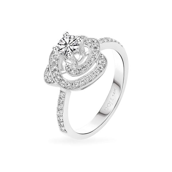 Nhẫn vàng trắng 14K gắn kim cương DOJI AFRB200088F2HA1