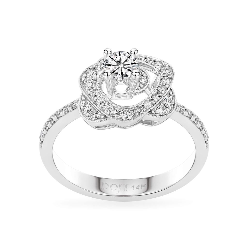 Nhẫn vàng trắng 14K gắn kim cương DOJI AFRB200088F2HA1 