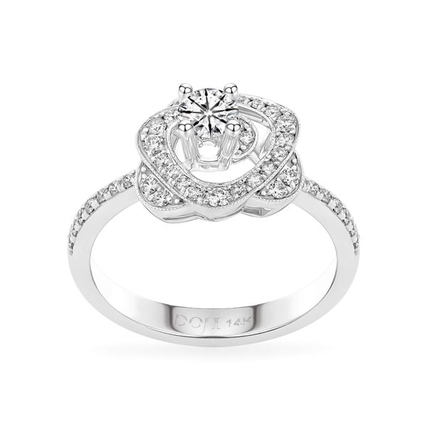 Nhẫn vàng trắng 14K gắn kim cương DOJI AFRB200088F2HA1