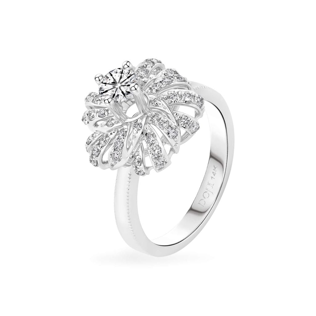 Nhẫn vàng trắng 14K gắn kim cương DOJI AFRB200096F2HA1 