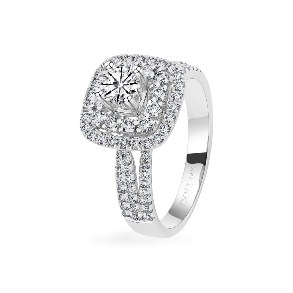 Nhẫn vàng trắng 14K gắn kim cương DOJI AFRB200110F2HA1 