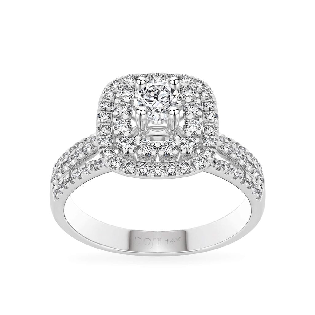 Nhẫn vàng trắng 14K gắn kim cương DOJI AFRB200110F2HA1 
