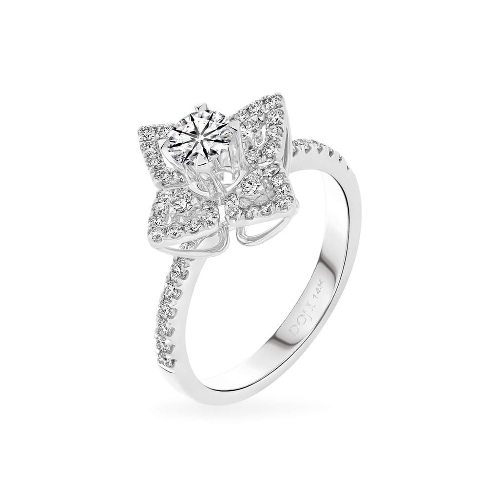 Nhẫn vàng trắng 14K gắn kim cương DOJI AFRB100121F2HA1 