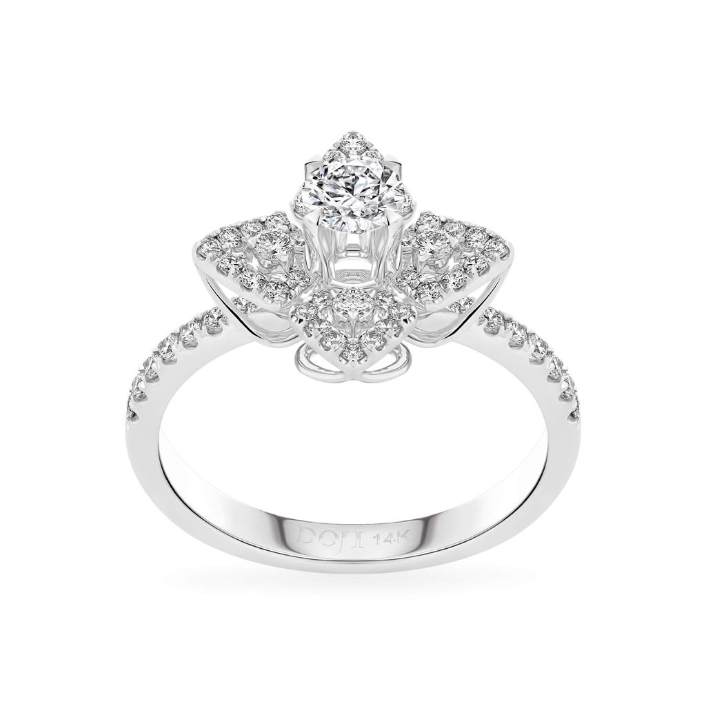 Nhẫn vàng trắng 14K gắn kim cương DOJI AFRB100121F2HA1 