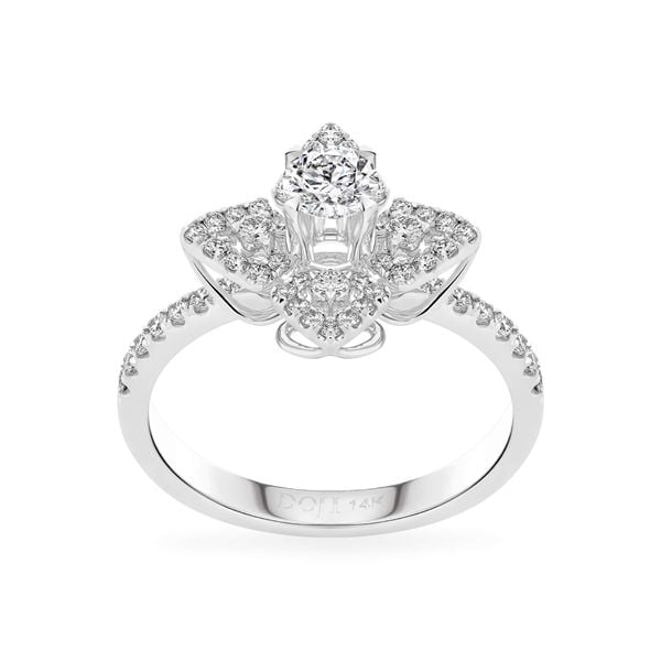 Nhẫn vàng trắng 14K gắn kim cương DOJI AFRB100121F2HA1