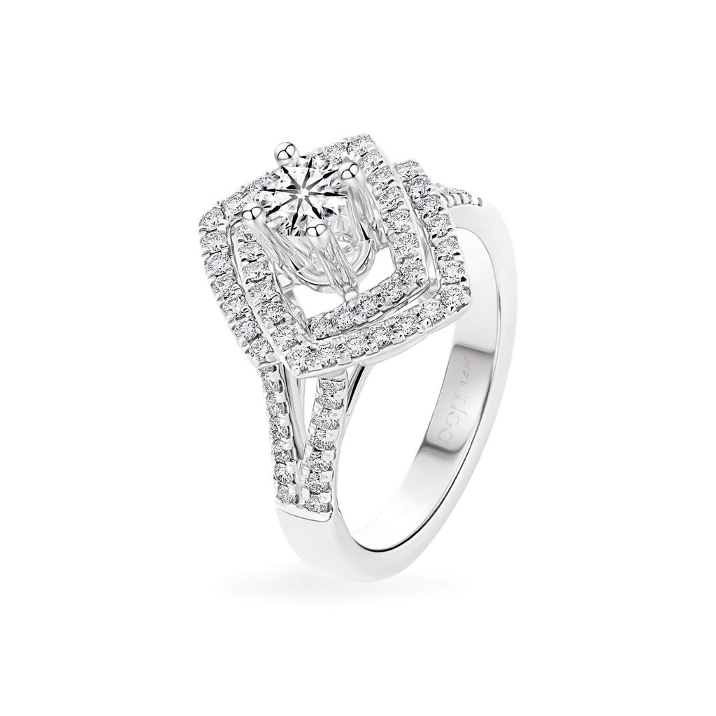 Nhẫn vàng trắng 14K gắn kim cương DOJI AFRB200130F2HA1 