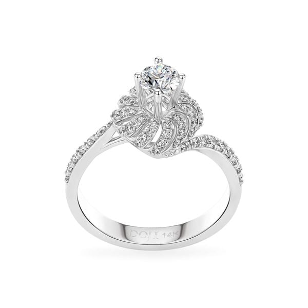 Nhẫn vàng trắng 14K gắn kim cương DOJI AFRB100175F2HA1