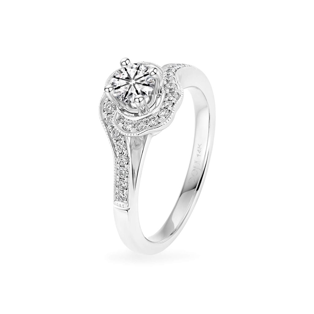 Nhẫn vàng trắng 14K gắn kim cương DOJI AFRB200176F2HA1 