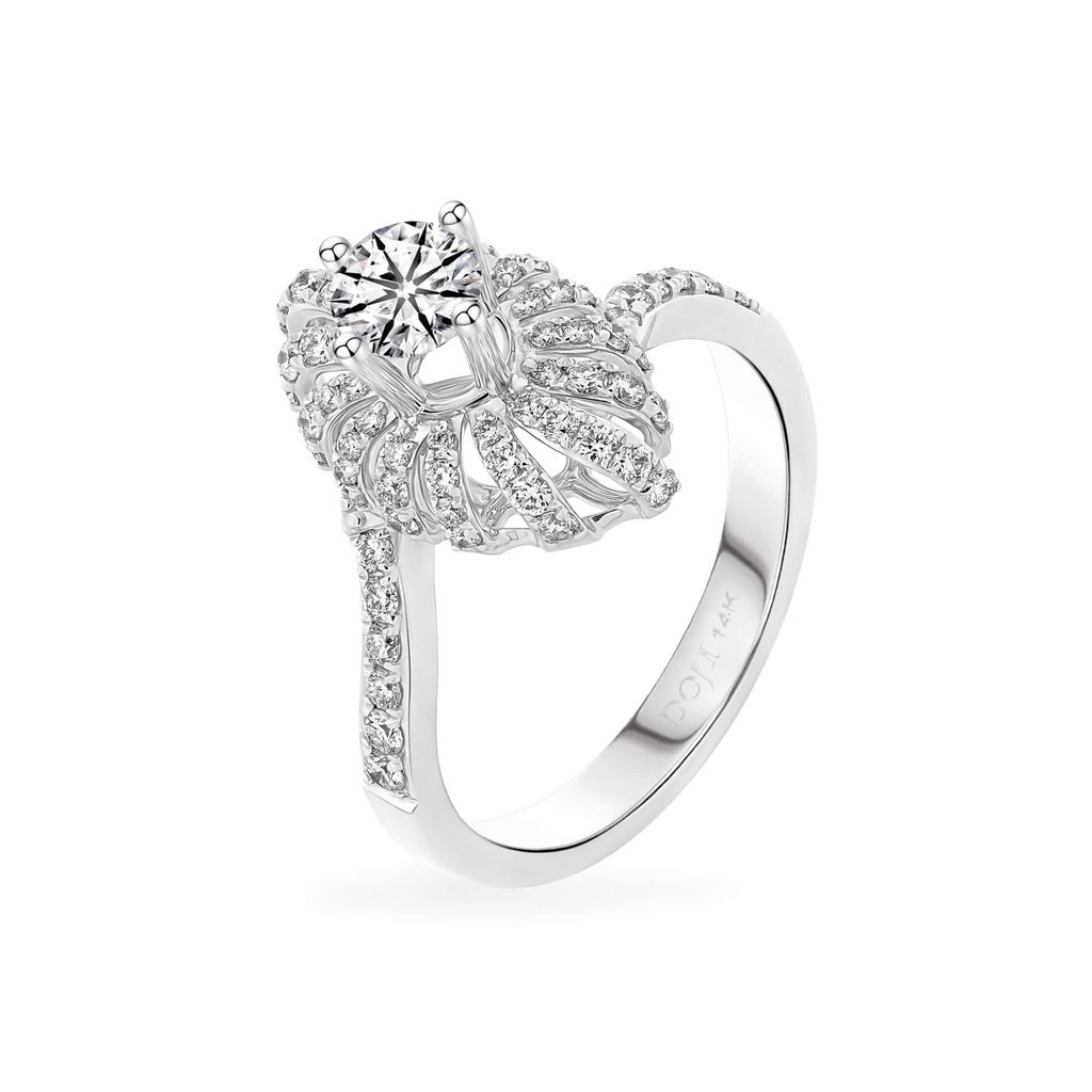 Nhẫn vàng trắng 14K gắn kim cương DOJI AFRB200178F2HA1 