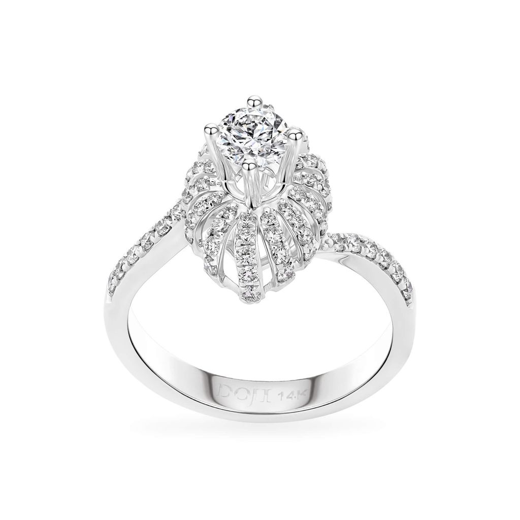 Nhẫn vàng trắng 14K gắn kim cương DOJI AFRB200178F2HA1 
