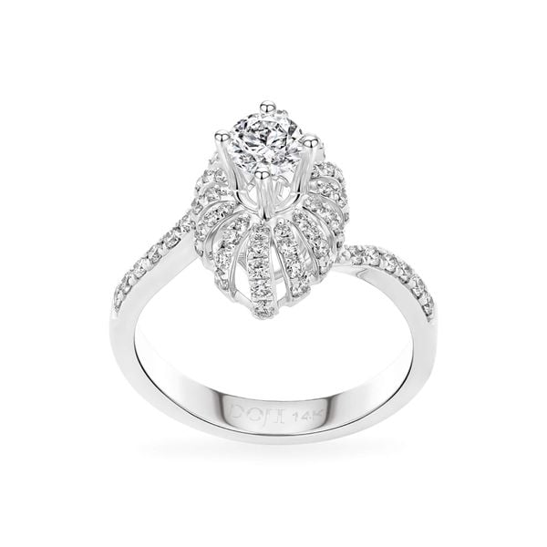 Nhẫn vàng trắng 14K gắn kim cương DOJI AFRB200178F2HA1