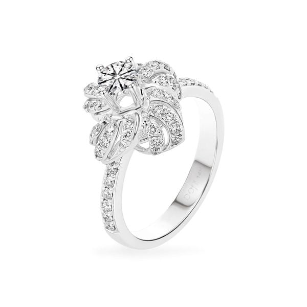 Nhẫn vàng trắng 14K gắn kim cương DOJI AFRB200179F2HA1