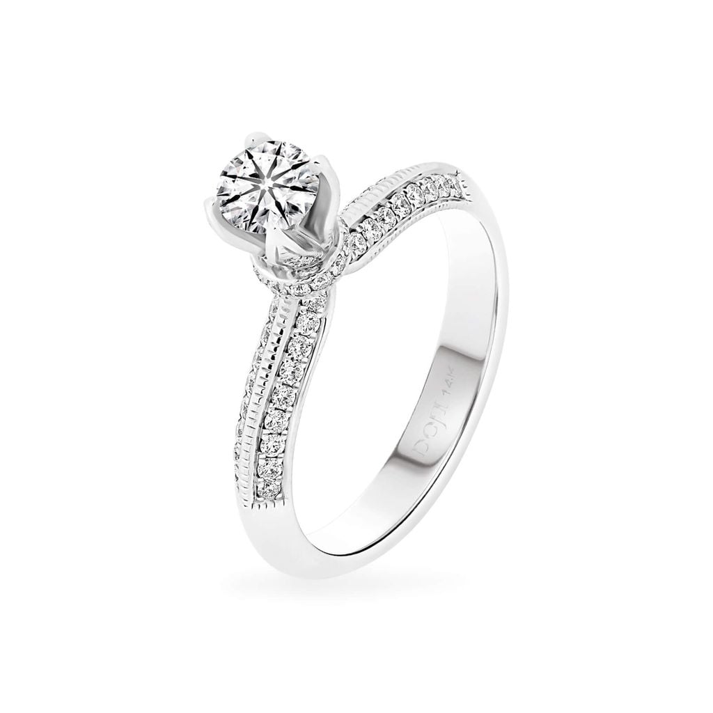 Nhẫn vàng trắng 14K gắn kim cương DOJI AFRB200261F2HA1 