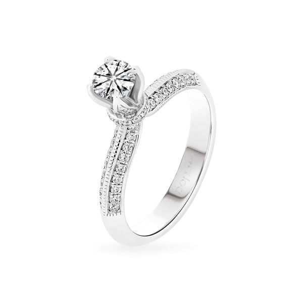 Nhẫn vàng trắng 14K gắn kim cương DOJI AFRB200261F2HA1