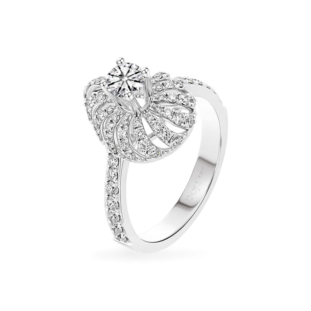 Nhẫn vàng trắng 14K gắn kim cương DOJI AFRB200262F2HA1 