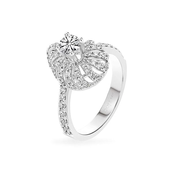 Nhẫn vàng trắng 14K gắn kim cương DOJI AFRB200262F2HA1