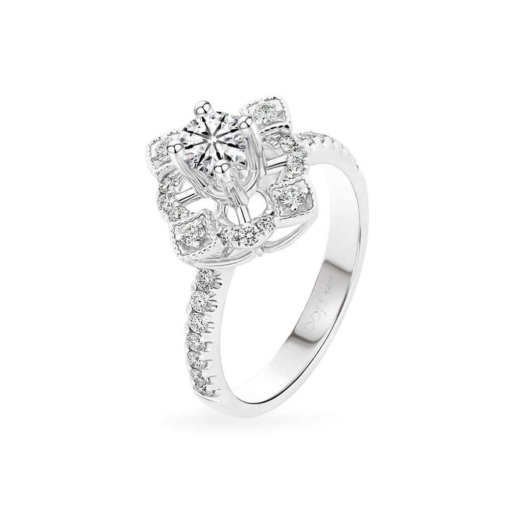 Nhẫn vàng trắng 14K gắn kim cương DOJI AFRB200345F2HA1 
