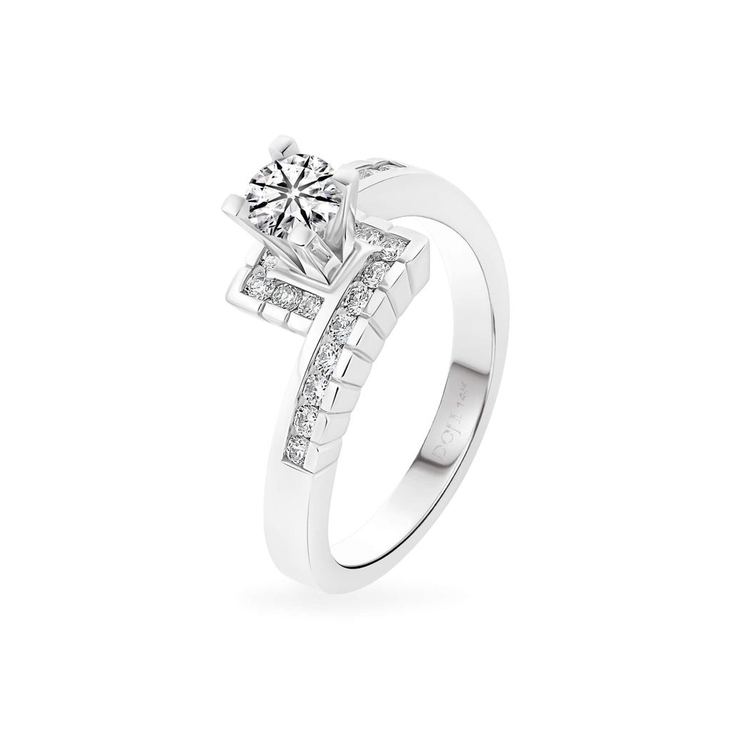 Nhẫn vàng trắng 14K gắn kim cương DOJI AFRB200394F2HA1 