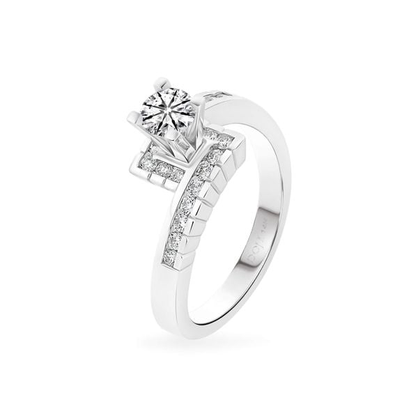 Nhẫn vàng trắng 14K gắn kim cương DOJI AFRB200394F2HA1