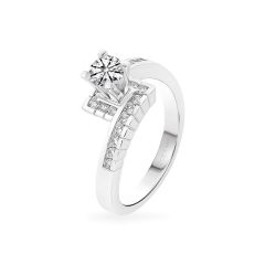 Nhẫn vàng trắng 14K gắn kim cương DOJI AFRB200394F2HA1