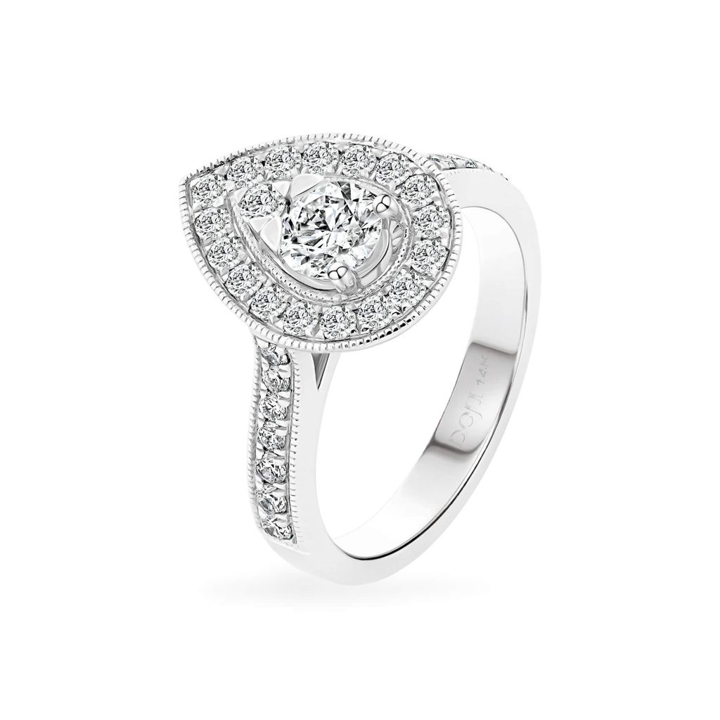 Nhẫn vàng trắng 14K gắn kim cương DOJI AFRB200400F2HA1 