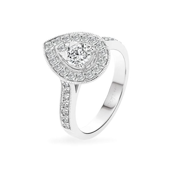 Nhẫn vàng trắng 14K gắn kim cương DOJI AFRB200400F2HA1