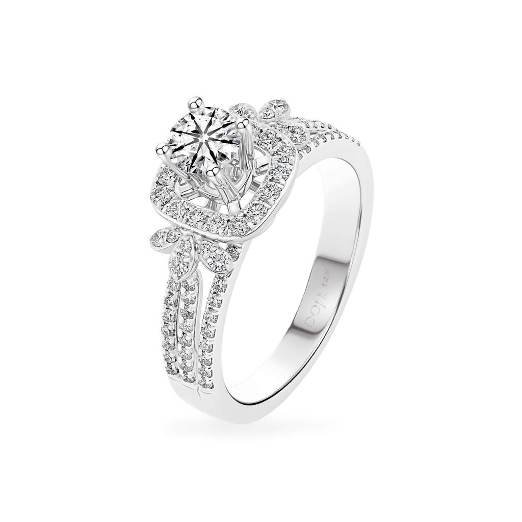 Nhẫn vàng trắng 14K gắn kim cương DOJI AFRB200493F2HA1 