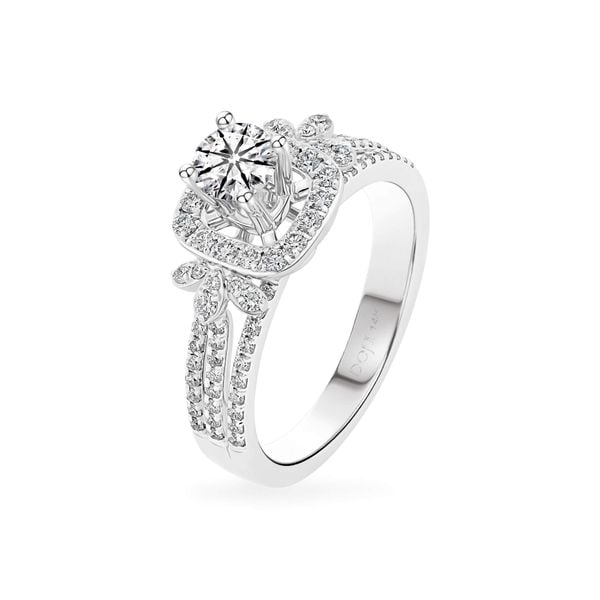 Nhẫn vàng trắng 14K gắn kim cương DOJI AFRB200493F2HA1