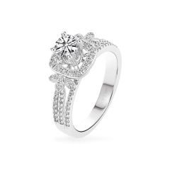 Nhẫn vàng trắng 14K gắn kim cương DOJI AFRB200493F2HA1
