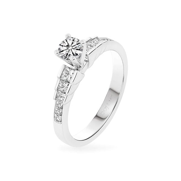Nhẫn vàng trắng 14K gắn kim cương DOJI AFRB200517F2HA1