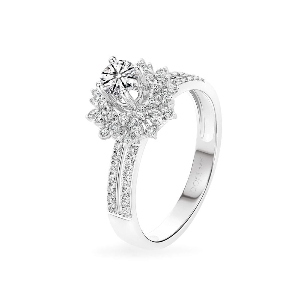 Nhẫn vàng trắng 14K gắn kim cương DOJI AFRB202939F2HA1 