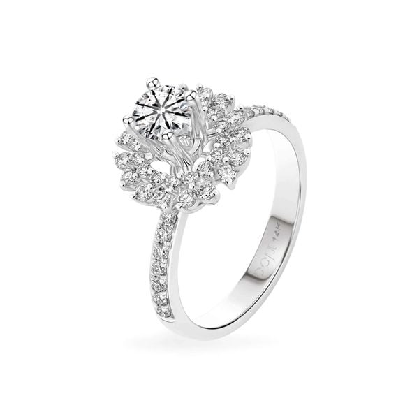 Nhẫn vàng trắng 14K gắn kim cương DOJI AFRB300076F2HA1