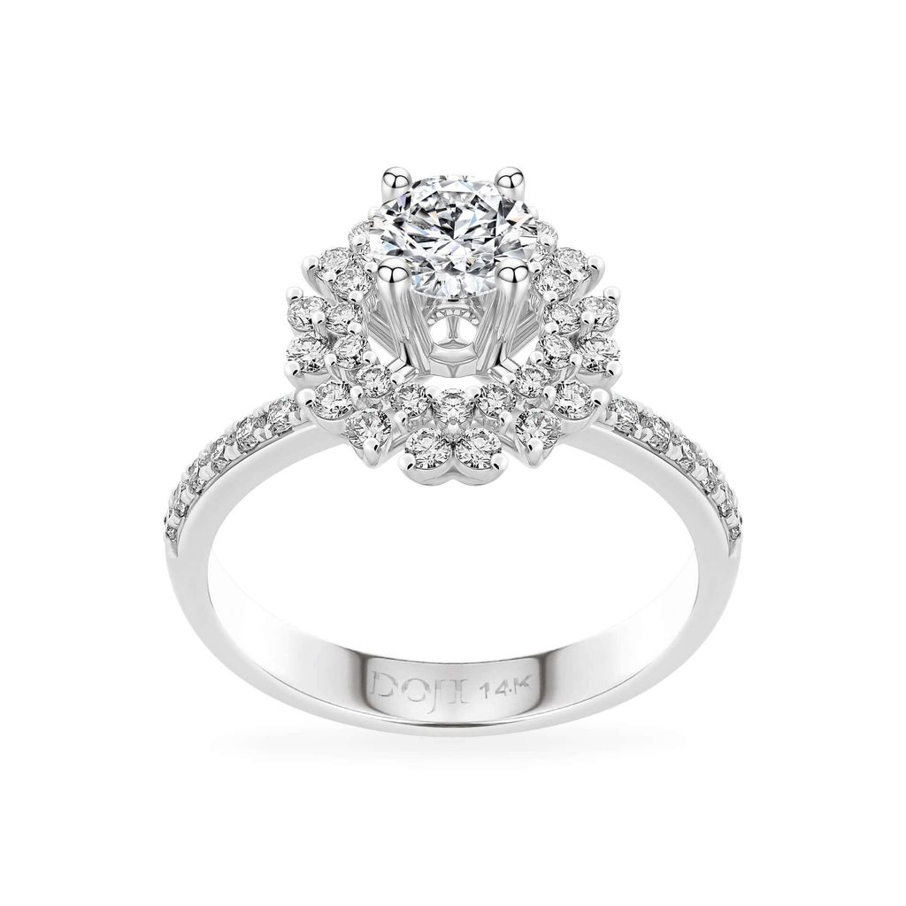 Nhẫn vàng trắng 14K gắn kim cương DOJI AFRB300076F2HA1 