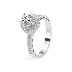 Nhẫn vàng trắng 14K gắn kim cương DOJI AFRB300125F2HA1