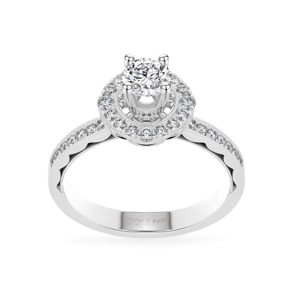 Nhẫn vàng trắng 14K gắn kim cương DOJI AFRB300125F2HA1 