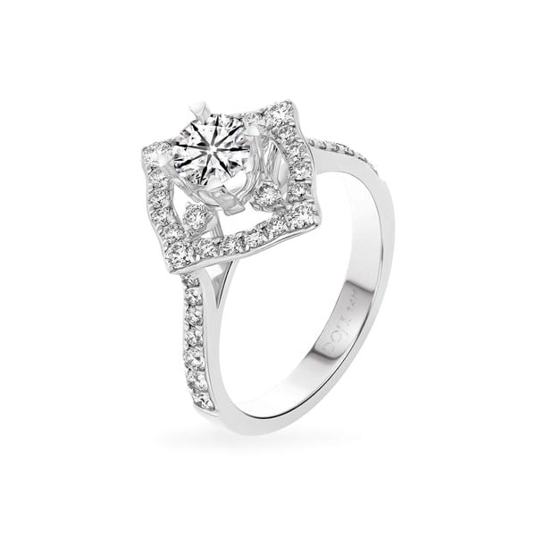 Nhẫn vàng trắng 14K gắn kim cương DOJI AFRB300137F2HA1